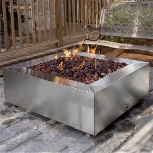 China Portable Outdoor Sqaure Smokeless Bonfire Stove Stainless Steel Gas Fire Table on sale