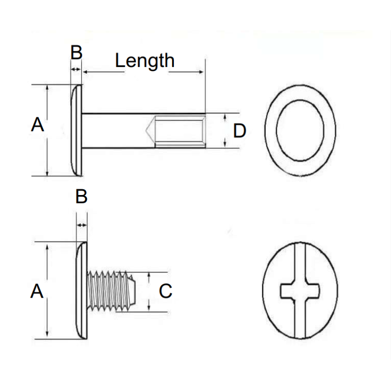 Passivated Surface Stainless Steel Black Chicago Screw Customized Size