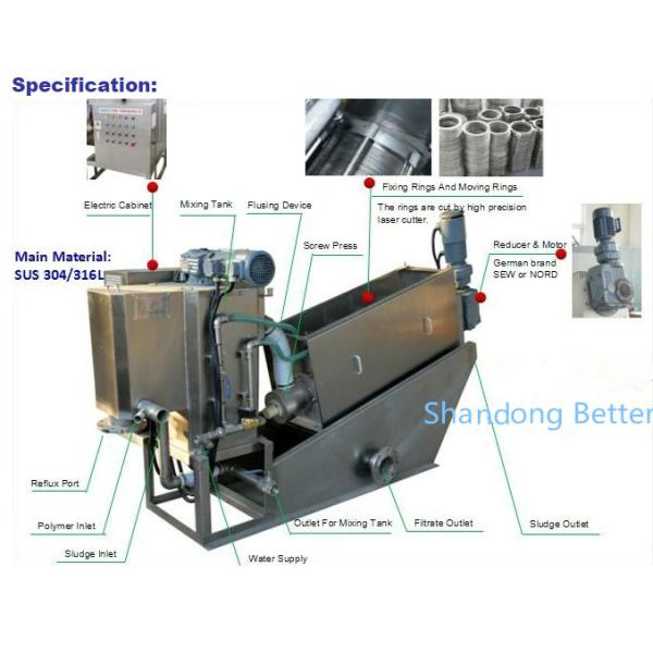 0.65kw Screw Press Volute Slurry Sludge Dewatering Machine For Municipal Engineering