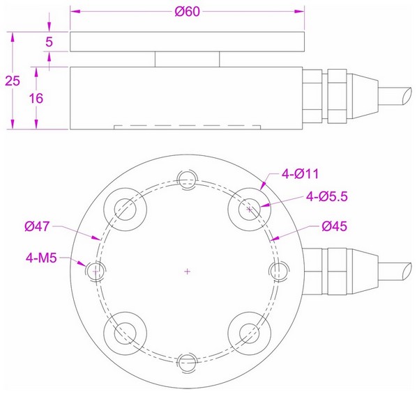 Flange type force sensor Tension compression load cell flange mounted