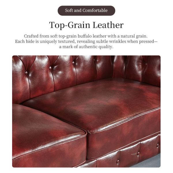 Nidea #862 Classic Chesterfield Sofa Made from Oil Wax Leather with Rolled Arms and Nailhead Detailing for Lounges and Hotels