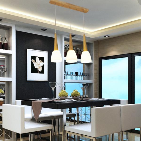 single head suspended Dinner room pendant light E27 bulb Top grade Thailand Oak wood