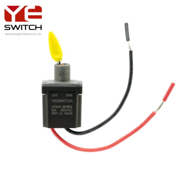 SPST Off-(ON) Metal Toggle Switch Yellow Booted Handle Rubber Terminal