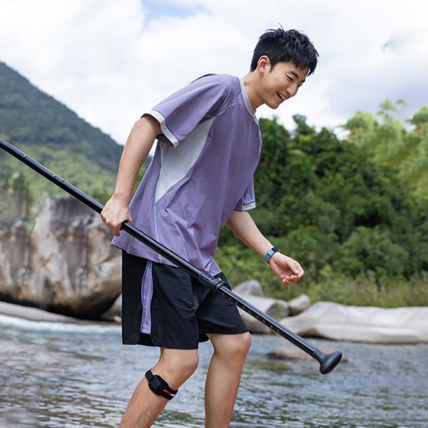 Men's Raglan Sleeve Color Block T-shirt Fine Stripe Polyester Quick Dry Antibacterial Outdoor Short Sleeve Custom OEM