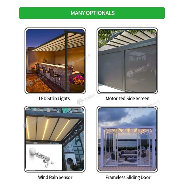 High Quality and Space Saving Anti-rust Aluminum Sunshade Waterproof Polyester Roof Courtyard sunshade
