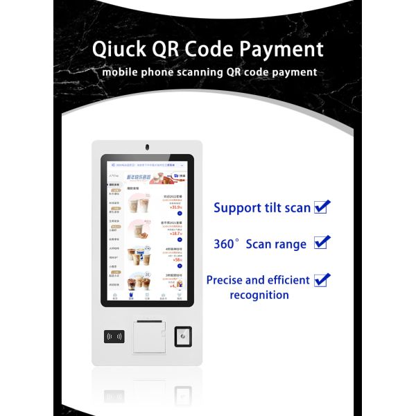 21.5 Inch Self-Service Kiosk with QR Code Scanner Camera Printer and Touch Screen for McDonalds Payment Kiosk