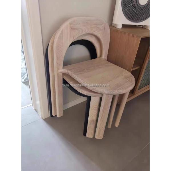 NO Folded Natural Solid Wood Dining Stackable Chair OEM Service Accepted