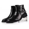 Buy cheap British Style Mens Black Buckle Ankle Boots Personalized Mens Zipper Boots from wholesalers