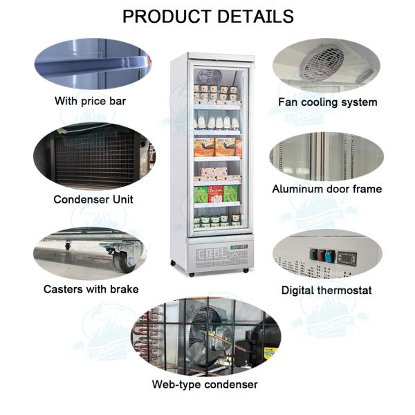 Commercial 450L R290 Glass Door Upright Freezer