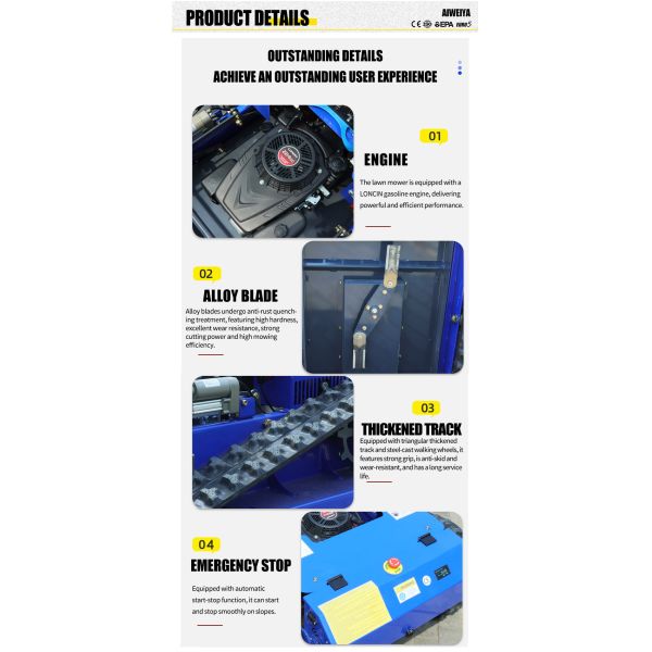 European Spot Slope Special Remote Control Tracked Mower Low Center of Gravity Anti Rollover Stable Work on 45° Lawn Mower