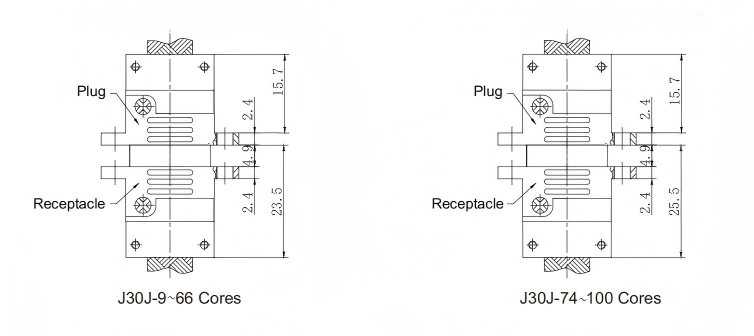 Micro-D Series MDM Micro Rectangular Connector J30J-21TJL-A3 Male Plug 21 Pin Connector Equipped With A3 Wire Clamp And Nylon Protective Sleeve