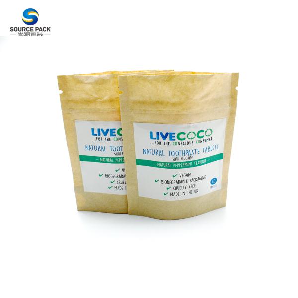 Biodegradable Stand Up Pouch Customized PLA Kraft Paper Bag for Food Packaging