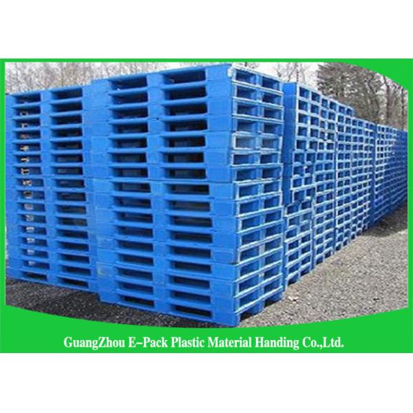 Ventilated Plastic Skids Pallets Single Faced , Euro Blue Plastic Pallets Ventilated Deck