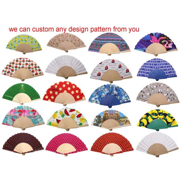 Technique Painted Wood Hand Fan Customized Design for Gift Museum Souvenir White Color