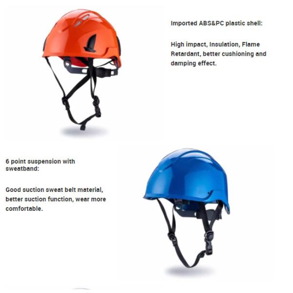 ABS/PC Safety Helmet with 6 Point Suspension and Adjustable Ratchet for Construction and Petroleum