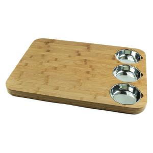 China Kitchen Moso Bamboo Butcher Block With Stainless Steel Bowls OEM on sale
