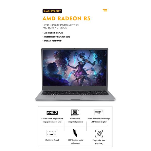 Students AMD Ryzen Laptops 15.6" Ryzen R5 R7 R9 With Fingerprint Backlight