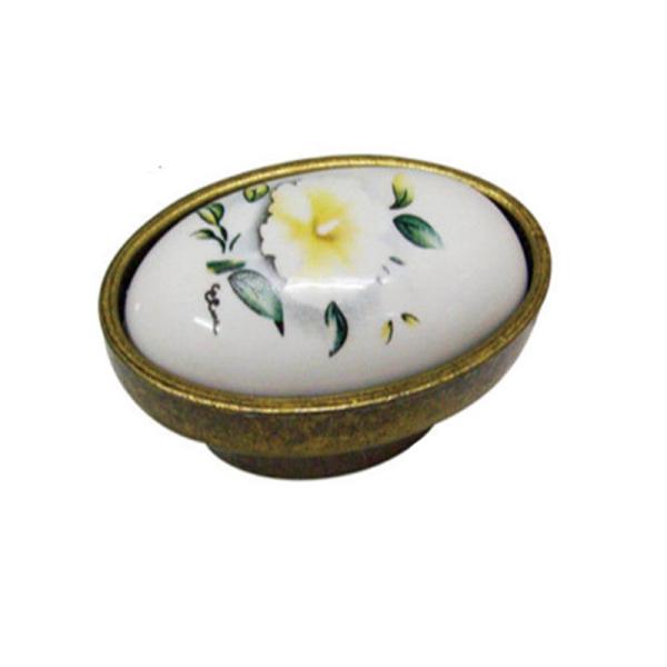 Kitchen Cupboard Door Knobs Ceramic Handles Antique Bronze Oval Porcelain Dresser Pulls