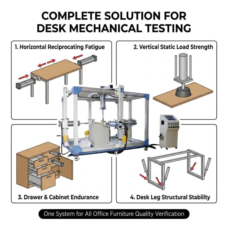 All-in-one Office Desk Integrated Fatigue Tester Horizontal Vertical Static Load and Impact Testing Machine