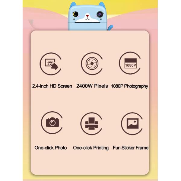 2.4inch Screen Instant Print Childrens Camera Toy Gift ODM