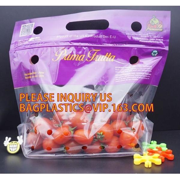 Fruits packaging bag/Grapes plastic bag with ziplock, Air Holes Zip Handle Plastic Bags, bag with vent holes for Grape a