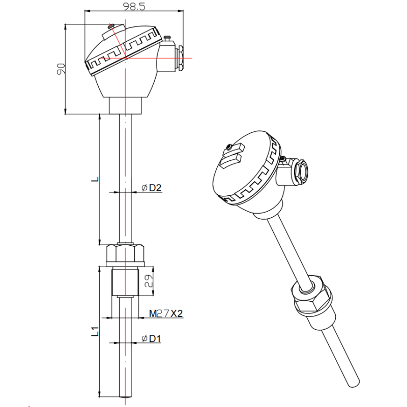 Thermal Resistance Armored Temperature Sensing Element For High Precision