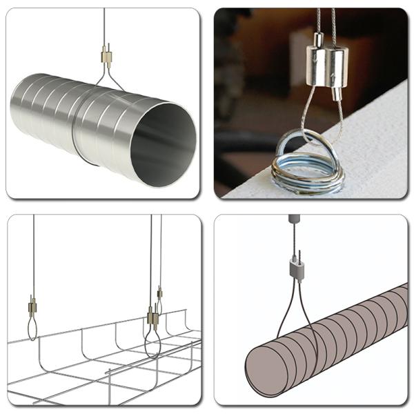 M6 Thread Suspension Cable Hanging Kit Aluminum Alloy With Two Way Loop