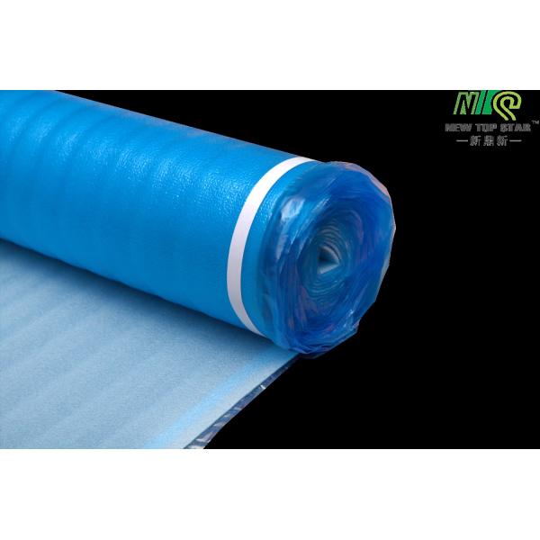 Vapor 3 In 1 Floor Underlayment , Laminate Flooring Blue Foam Underlayment With Overlap