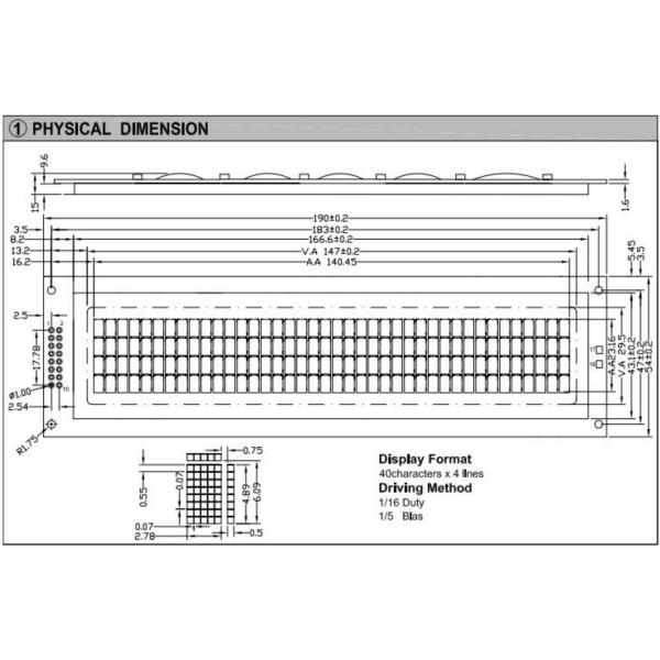 40*4 Character LCD Module Big Size With Backlight Wide Temperature Industrial Display