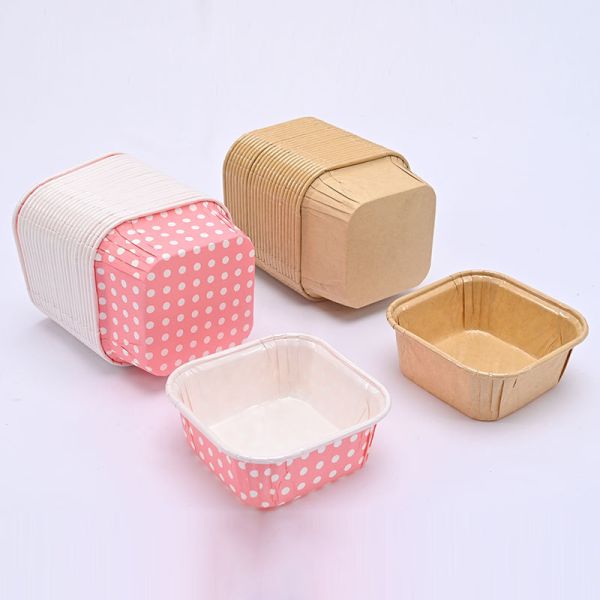 Custom Square Baking Cups - Disposable Greaseproof Liners for Cupcakes Paper Bowl