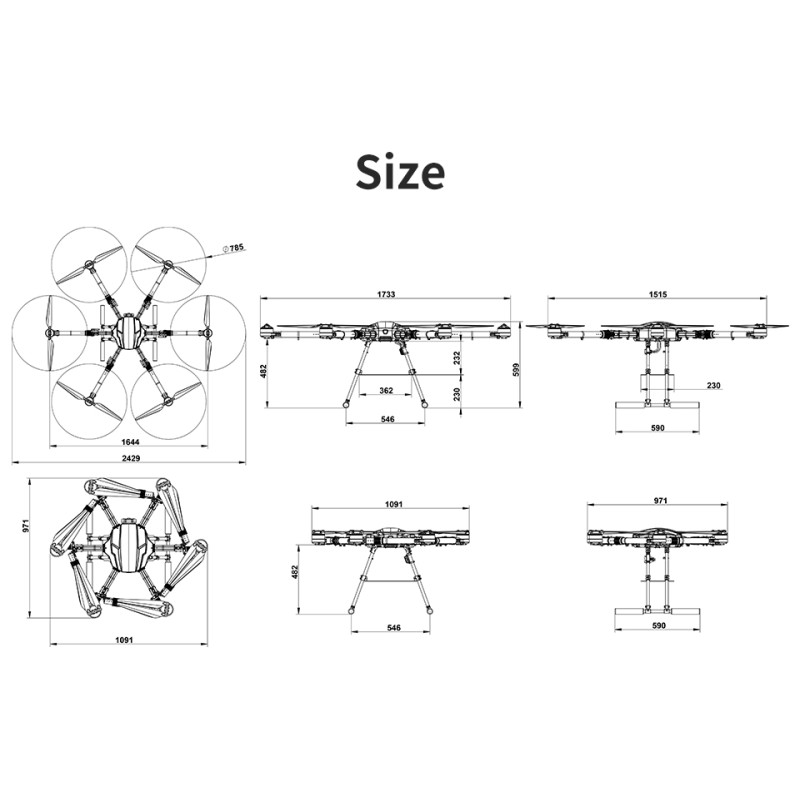 EFT E616P Six-axis Large Load Frame 16L Plant Protection Machine for Agricultural Use Drone Accessories