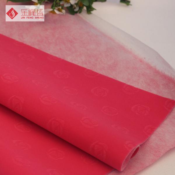 80 - 100GSM Red Velvet Flock Fabric , Packaging Spunlace Flocked Velvet Fabric