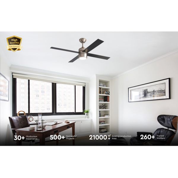 52 Inch Ceiling Fan With Light And Remote Control 4 MDF Blades Modern Fan