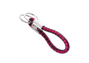 China Red Gift Cute Leather Key Chains 10mm PU Braided Rope Car Ornaments on sale