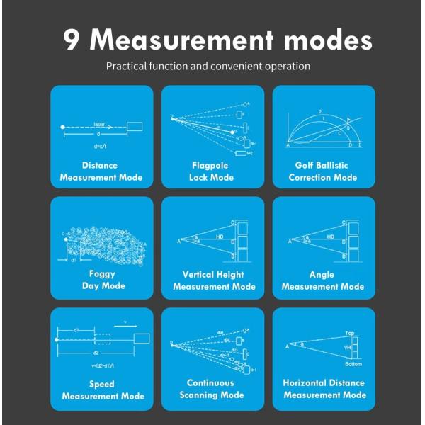 6x25mm 5-1000m Golf Laser Rangefinder With Pinsensor Battery