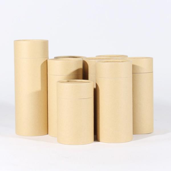 Oval Luxury Kraft Paper Cylinder Tube Box Packaging For Loose Tea with UV Coating