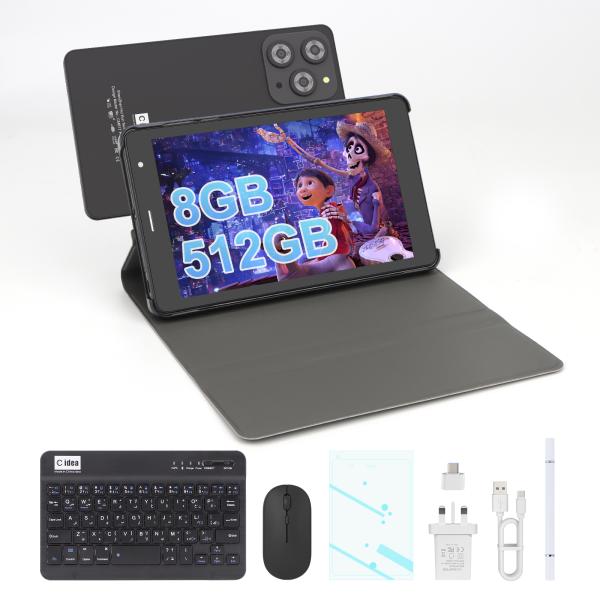 C idea 8 inch Wifi Tablet with 8+512GB Storage Quad Core Processor 800x1280 IPS Touchscreen CM817 Pro