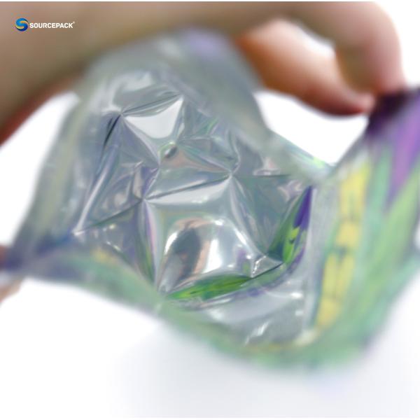 Printed Flexible Laminate Mylar Bag Reusable Zipper Top For Weed Packaging