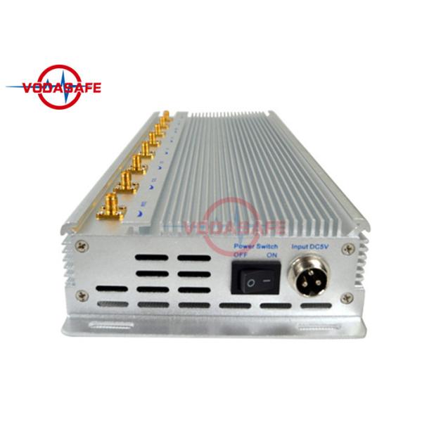 Silver Color Cell Phone Signal Jammer , Mobile Phone Blocking Device Adjustable Jamming Range