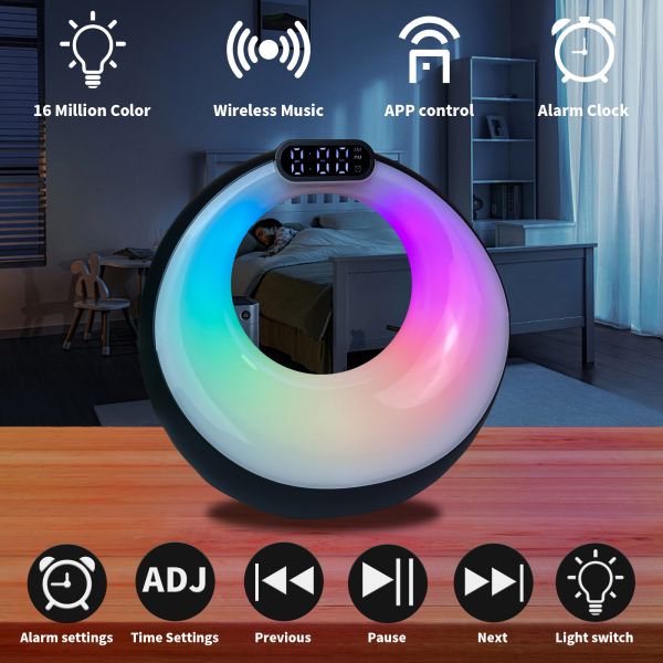Portable Wireless Gaming LED Smart Bluetooth Speaker Colorful Alarm Clock Outdoor Party Audio Player