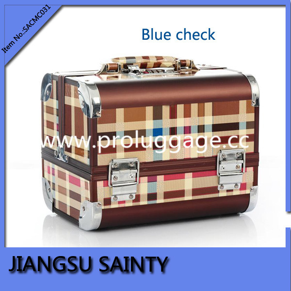 Warm color scheme checked combination lock cosmetic case