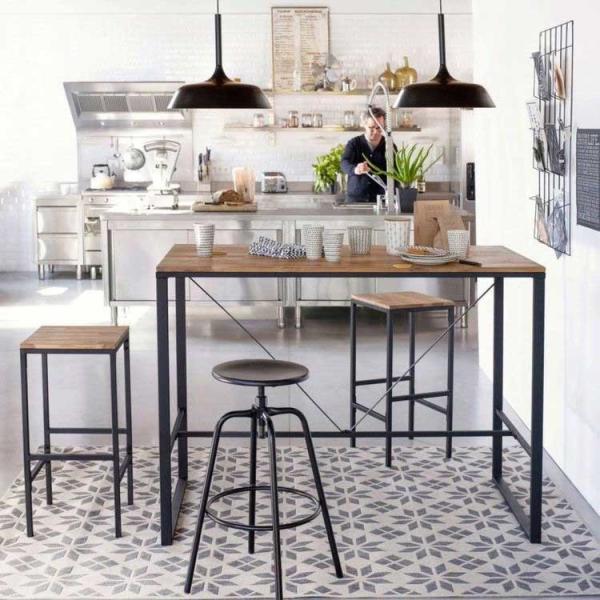 Industrial Style Bar Table Stool Set Wooden 1.2m With PVC Edging