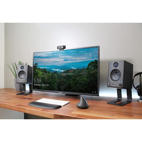 White Black Studio Monitor Speaker Stands With Metal Iron Construction