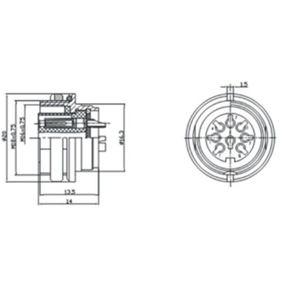 Female and male Nickel Plated waterproof M16 Multi Pin AISG Connector