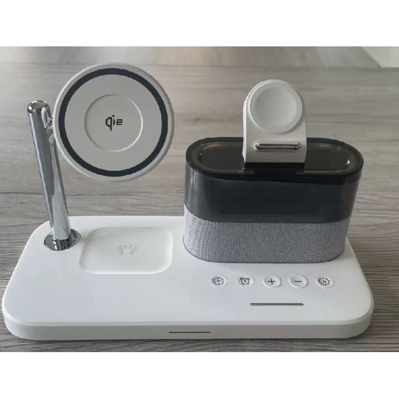 5 In 1 Magnetic Wireless Stand Dock Charger With Holder iPhone Android Night Light Alarm Clock 15W Fast Charging