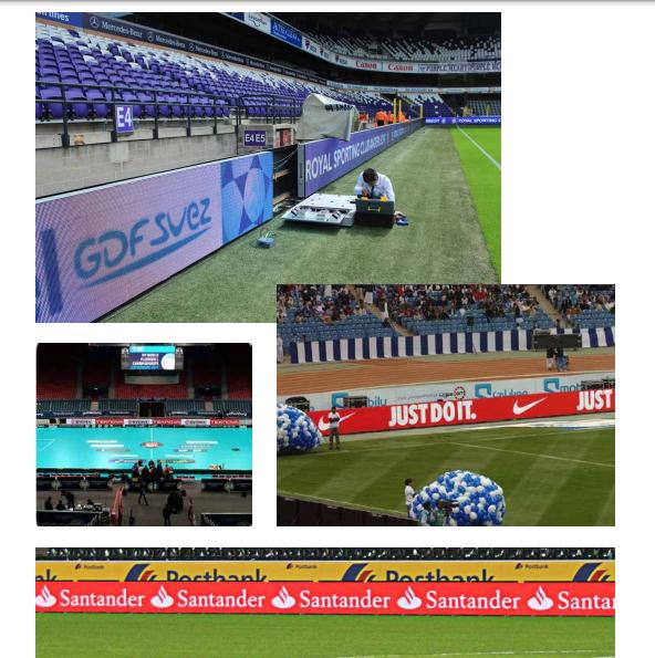 15625Pixel/sqm Pixel Resolution Stadium LED Display with SMD2727 Pixel Package and Brightness ≥6500cd/m2