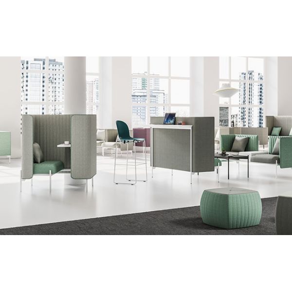 Acoustic Privacy Commercial Sofa High Back Fabric Sofa Booth Vertical Stripes For Office Cafe