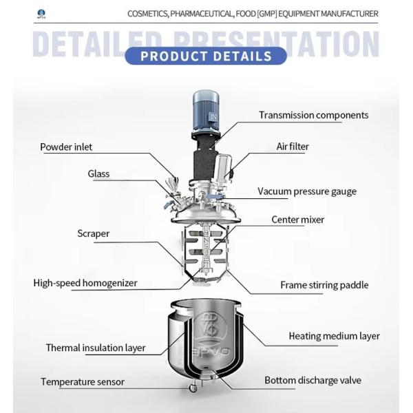 Cosmetic Cream Lotion Vacuum Homogenizer Emulsifying Mixing