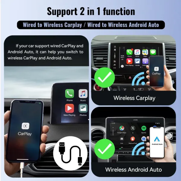 Wired To Wireless Carplay Box Android Auto Car Interconnection Converter Box