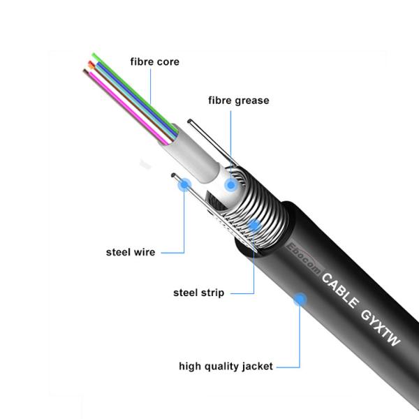 Outdoor Armored GYXTW Optic Fiber Cable Single Mode 2-24 Core G652D duct construction